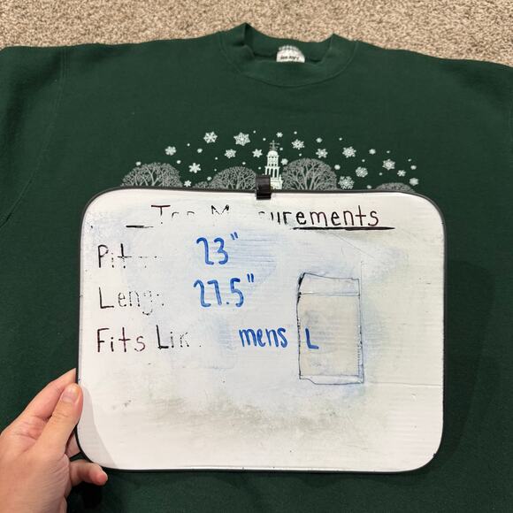 VTG 90s Men's Fruit of the Loom Connecticut Christmas Heavweight Crewneck Sz L - Picture 5 of 5